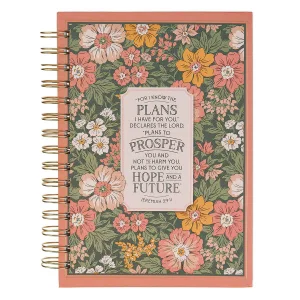 Journal Spiral Pink Floral I Know The Plans Jer. 29:11