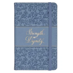 Small Notebook with Elastic Closure Faux Hardcover Blue Strength And Dignity Pro
