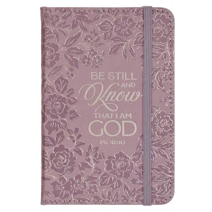 Small Notebook with Elastic Closure Faux Hardcover Purple Be Still And Know Ps.