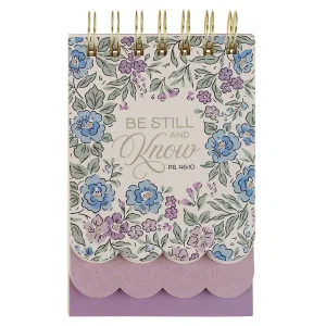 Spiral Notepad SM Purple Floral Be Still And Know Ps. 46:10