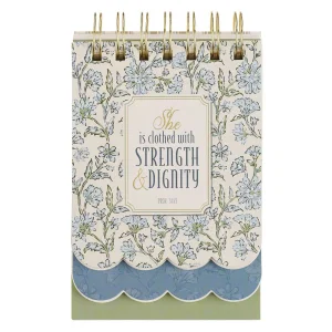 Spiral Notepad SM Blue Floral Strength And Dignity Prov. 31:25