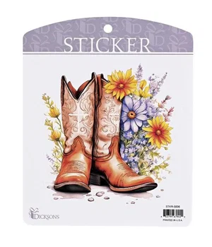 Sticker Boots With Cross and Flowers
