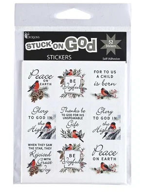 Stickers Christmas Birds Botanical Square