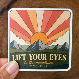 Lift Your Eyes To The Mountains | Christian Sticker | Bible
