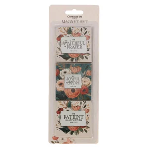 Magnet Set 3 pc Multi Floral Joyful, Patient, Faithful Rom. 12:12
