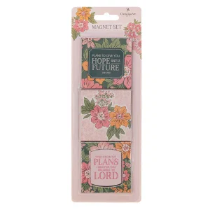 Magnet Set 3 pc Pink Floral Hope & A Future Jer. 29:11