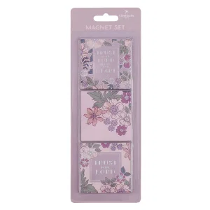 Magnet Set 3 pc Purple Floral Trust In The Lord Prov. 3:5