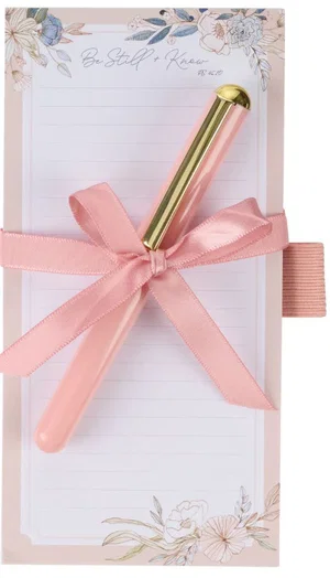 Magnetic Shopping List w/pen Be Still Pink/Blue Floral