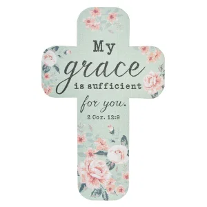 Cross Bookmark Teal Floral My Grace Is Sufficient 2 Cor. 12:9