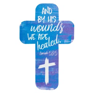 Cross Bookmark Blue Cross We Are Healed Isa. 53:5
