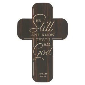 Cross Bookmark Woodgrain Be Still Ps. 46:10