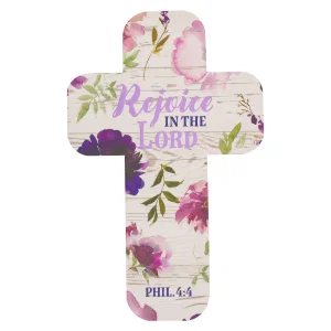 Cross Bookmark Purple Floral Rejoice in the Lord Phil. 4:4