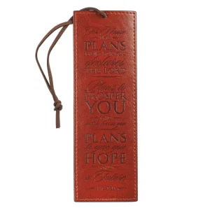 Bookmark Faux Leather Brown I Know the Plans Jer. 29:11