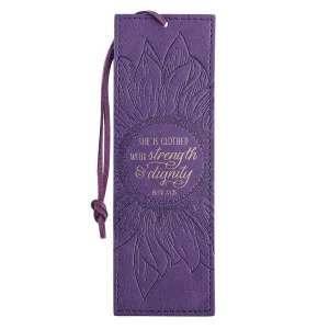 Bookmark Faux Leather Purple Strength & Dignity Prov. 31:25