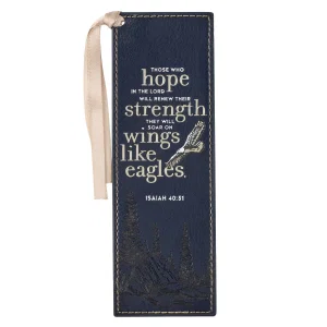 Bookmark Faux Leather Navy Wings Like Eagles Isa. 40:31