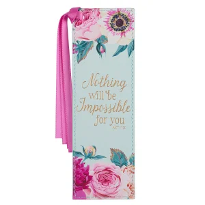 Bookmark Faux Leather Mint Floral Printed Nothing Will be Impossible Matt. 17:20