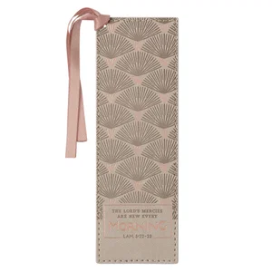 Bookmark Faux Leather Grey Mercies are New Lam. 3:22-23