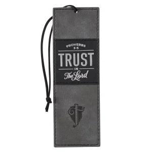 Bookmark Faux Leather Grey/Black Trust in the Lord Prov. 3:5