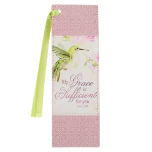 Bookmark Faux Leather Pink Grace 2 Cor. 12:9