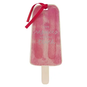 Bookmark Pink Popsicle Love Rejoices 1 Cor. 13:6