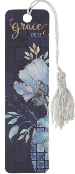 Tassel Bookmark Blue Floral Grace Eph. 2:8