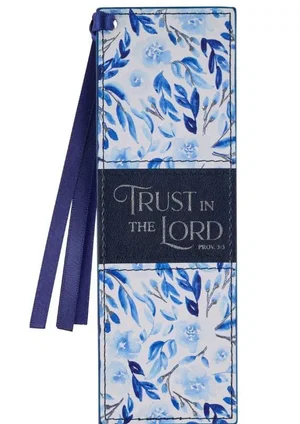 Bookmark Faux Leather Blue Floral Trust Prov. 3:5