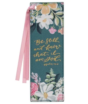 Bookmark Faux Leather Teal Be Still. Ps. 46:10
