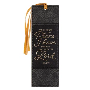 Bookmark Faux Leather Two-tone Charcoal and Black I Know the Plans Jer. 29:11