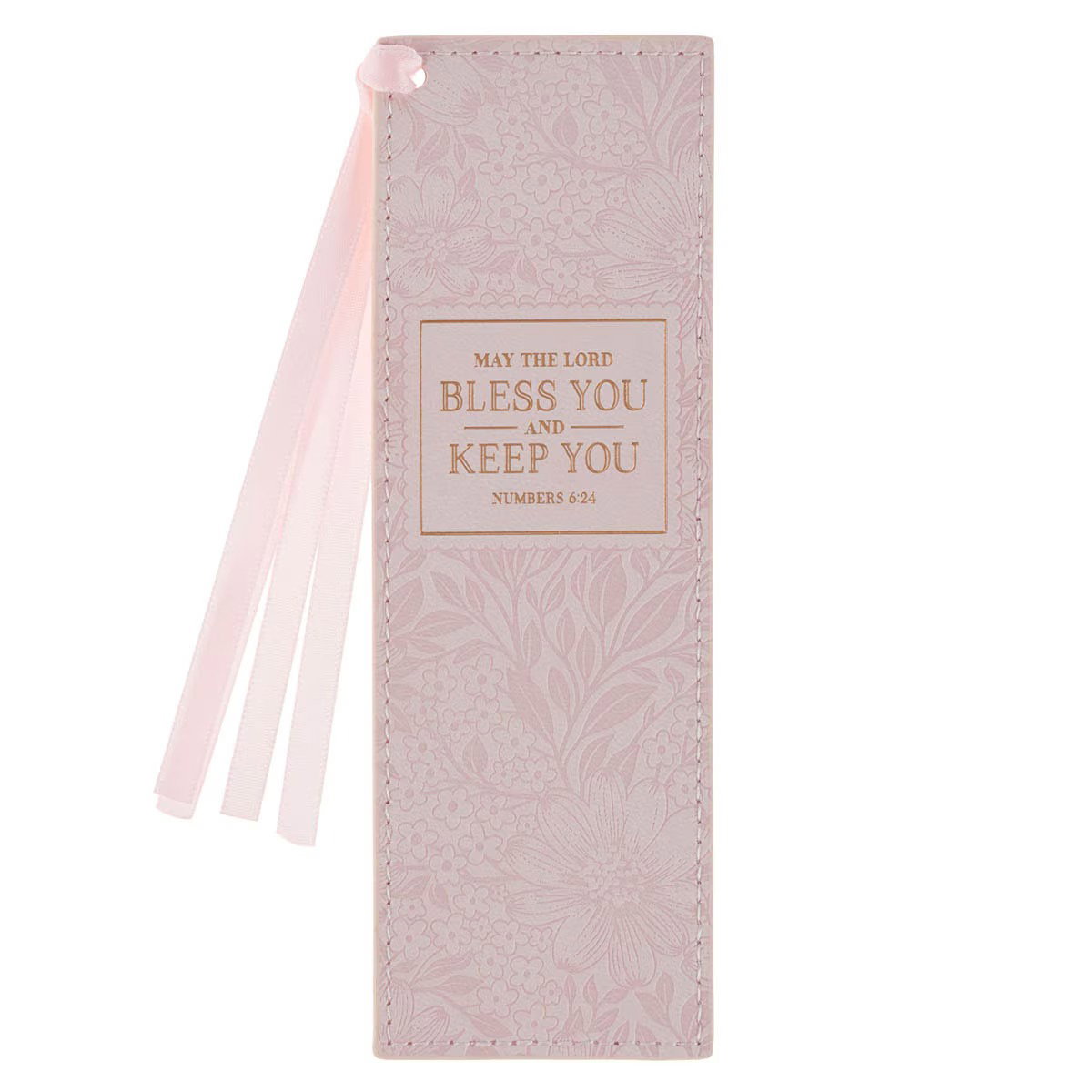 Image of Bookmark Faux Leather Pink Bless You and Keep You Num. 6:24