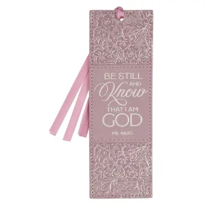Bookmark Faux Leather Purple Floral Be Still And Know Ps. 46:10