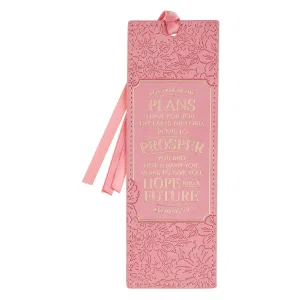 Bookmark Faux Leather Pink Floral Hope & A Future Jer. 29:11
