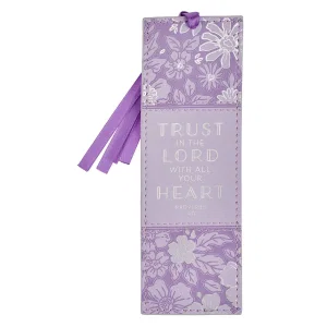 Bookmark Faux Leather Lilac Floral Trust In The Lord Prov. 3:5