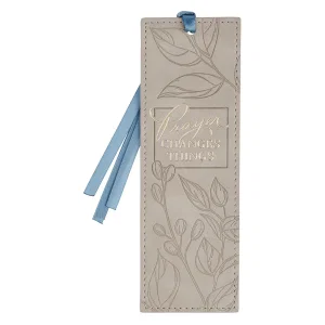 Bookmark Faux Leather Taupe  Prayer Changes Things