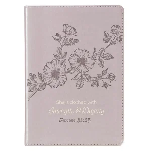 Journals Slimline Lux-Leather Flexcover Strength & Dignity Mauve