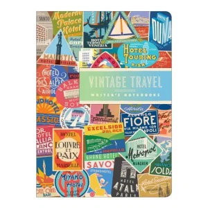 Notebook Litten Vintage Travel Labels Notebook Set