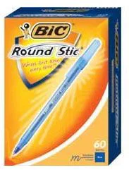 Blue Medium Bic Round Stik Pen 60/box