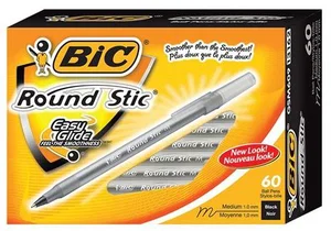 Black Medium Bic Round Stik Pen 60/box