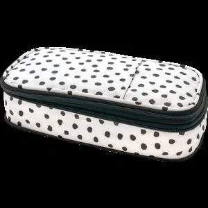 Black Painted Dots on White Pencil Case