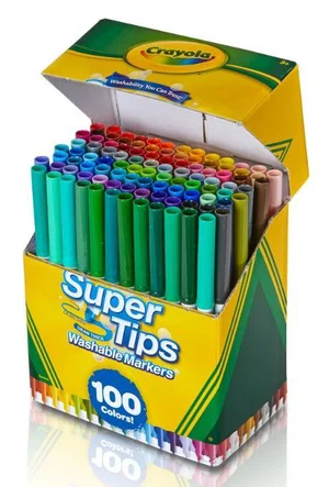 100 Super Tip Thin-Line Markers Washable