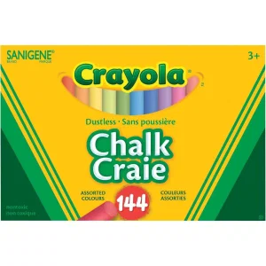Dustless Chalk Assorted coloured 144pk