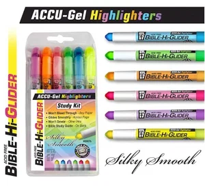Highlighter-Bible-Hi-Glider Accu Gel-Hangable-6 Assorted Colours