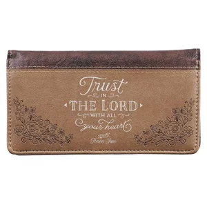 Checkbook Cover Trust In The Lord Faux Leather Brown - Proverbs 3:5-6