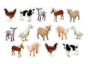 Stickers Farm Animals: Photographic Shape