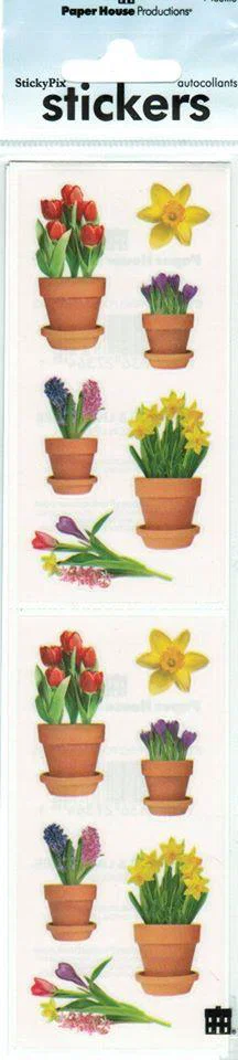 Stickers Spring Potted Flowers