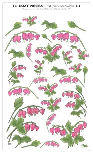 Stickers Bleeding Heart 5 7/8 x 10" sheet