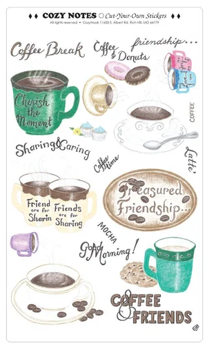 Stickers Coffee 5 7/8 x 10" sheet