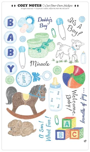 Stickers Baby Boy 5 7/8 x 10" sheet