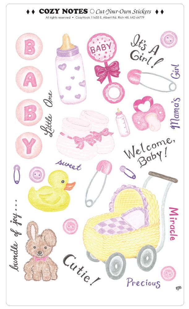 Stickers Baby Girl 5 7/8 x 10' sheet