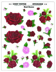 Stickers Large Red Roses 8 1/2 x 11" sheet N/A