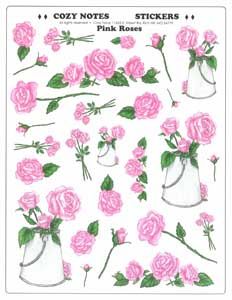Image of Stickers Large Pink Roses 8 1/2 x 11′ sheet N/A